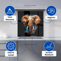Splashart Elephant Blue Kitchen Splashback