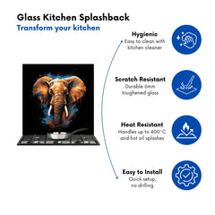 Splashart Elephant Blue Kitchen Splashback