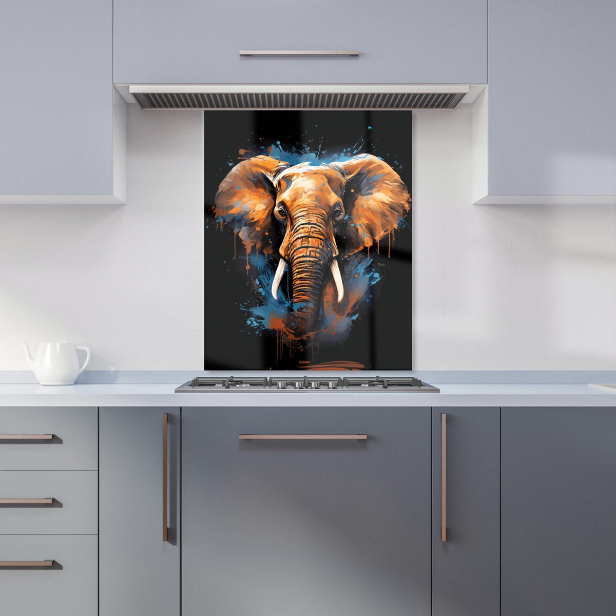 Splashart Elephant Blue Kitchen Splashback