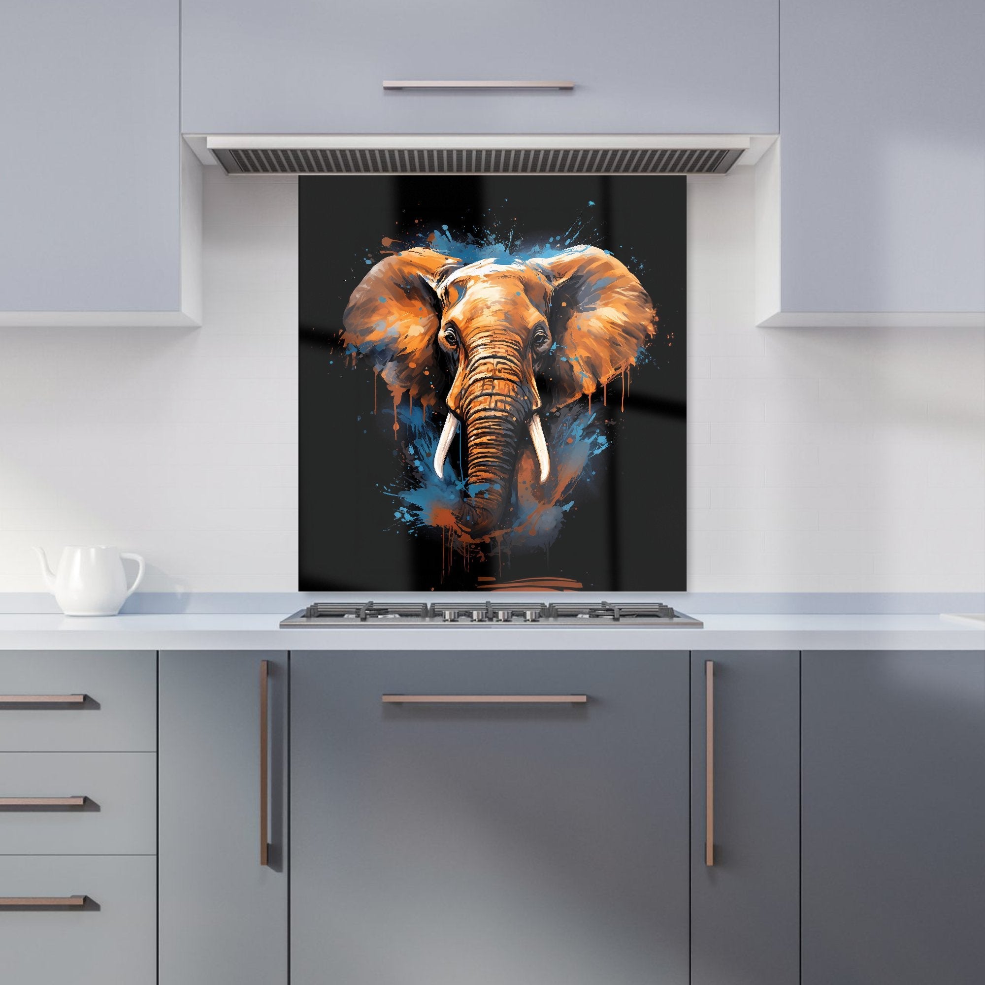 Splashart Elephant Blue Kitchen Splashback