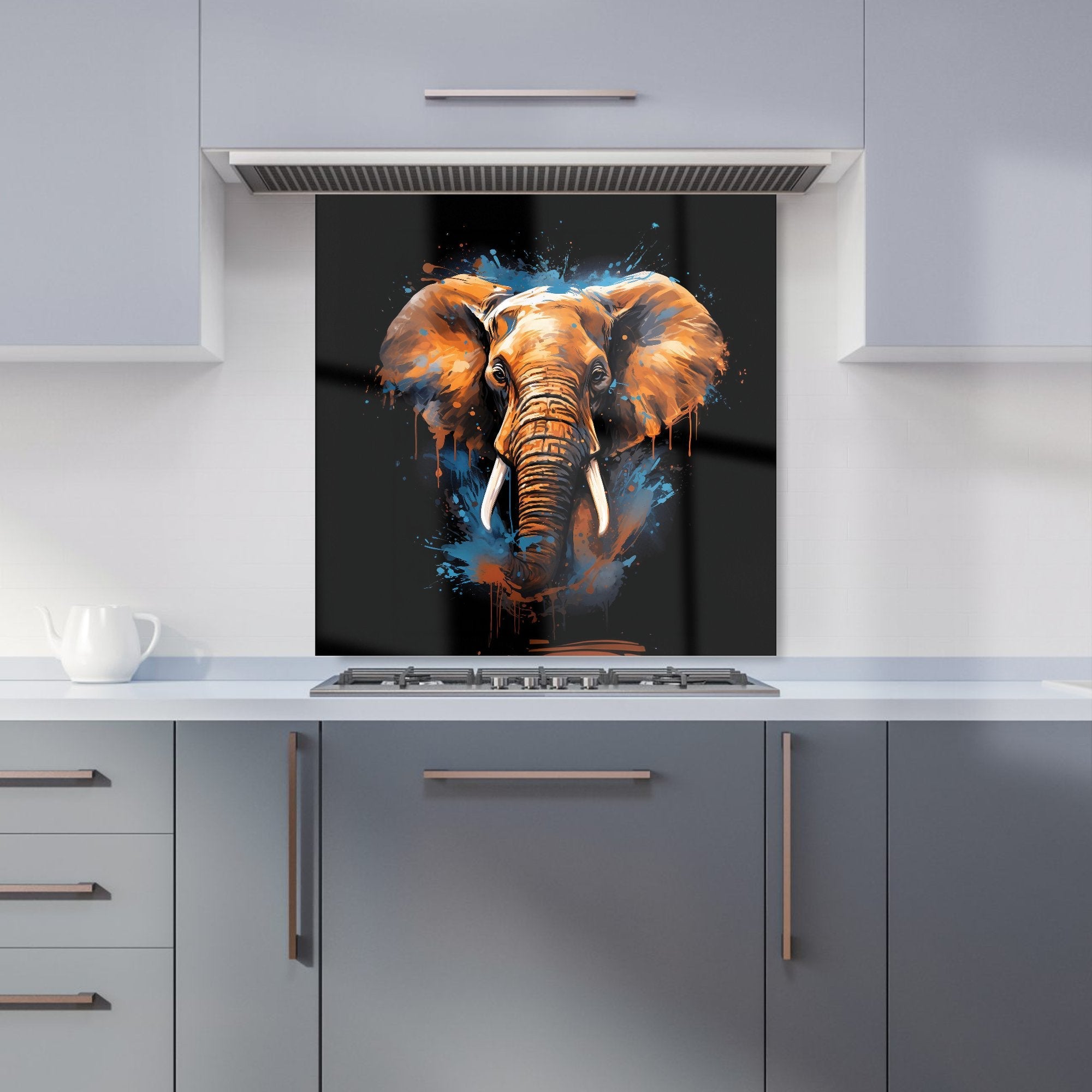 Splashart Elephant Blue Kitchen Splashback