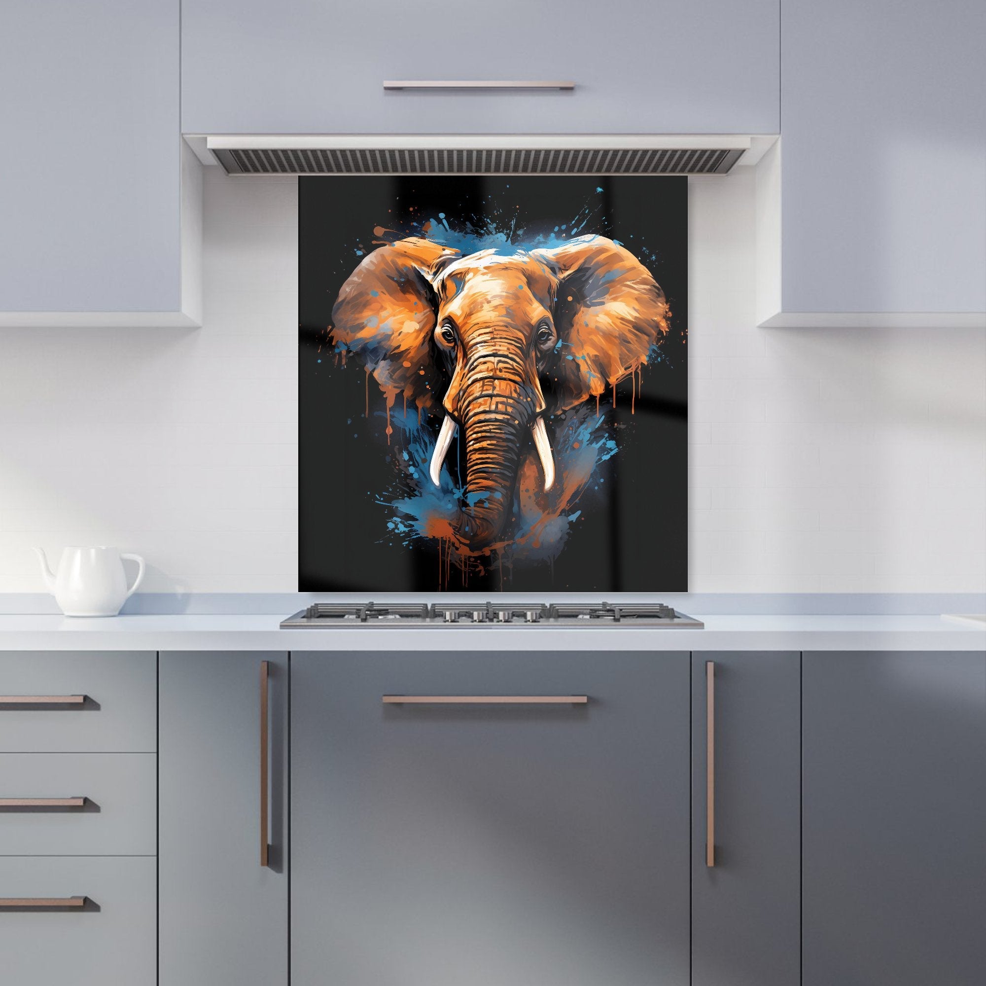 Splashart Elephant Blue Kitchen Splashback