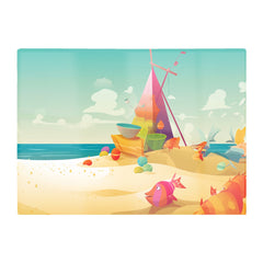 Fish On A Beach Holiday Glass Chopping Board