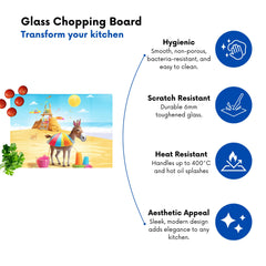 Donkey On A Beach Holiday Glass Chopping Board