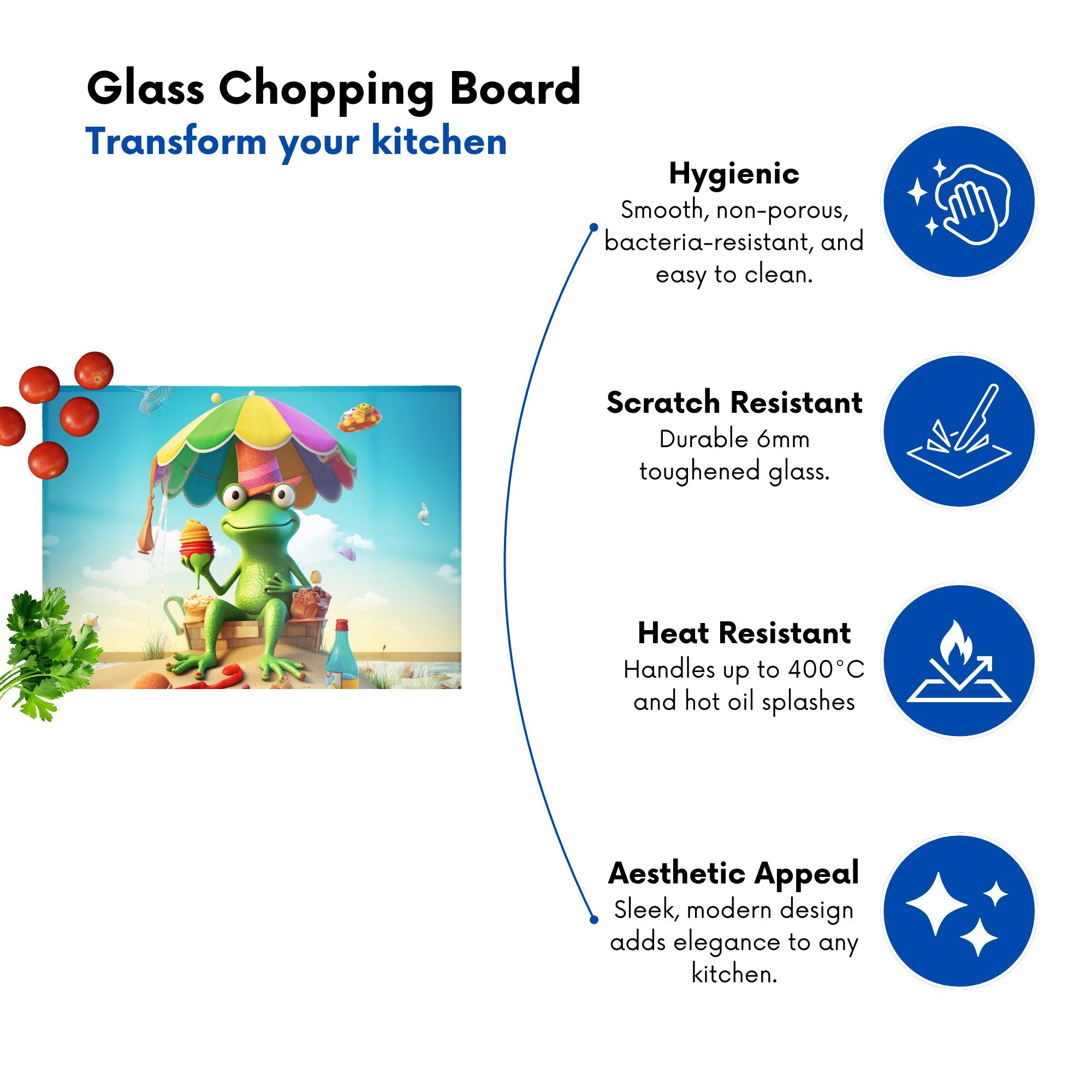 Frog On A Beach Holiday Glass Chopping Board