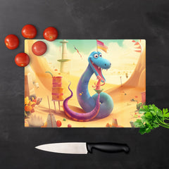 Snake On A Beach Holiday Glass Chopping Board