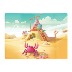 Pink Crab On A Beach Holiday Glass Chopping Board