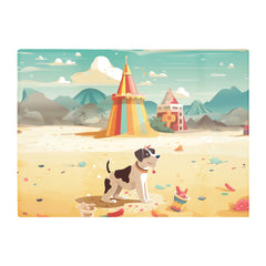 Doggy On A Beach Holiday Glass Chopping Board