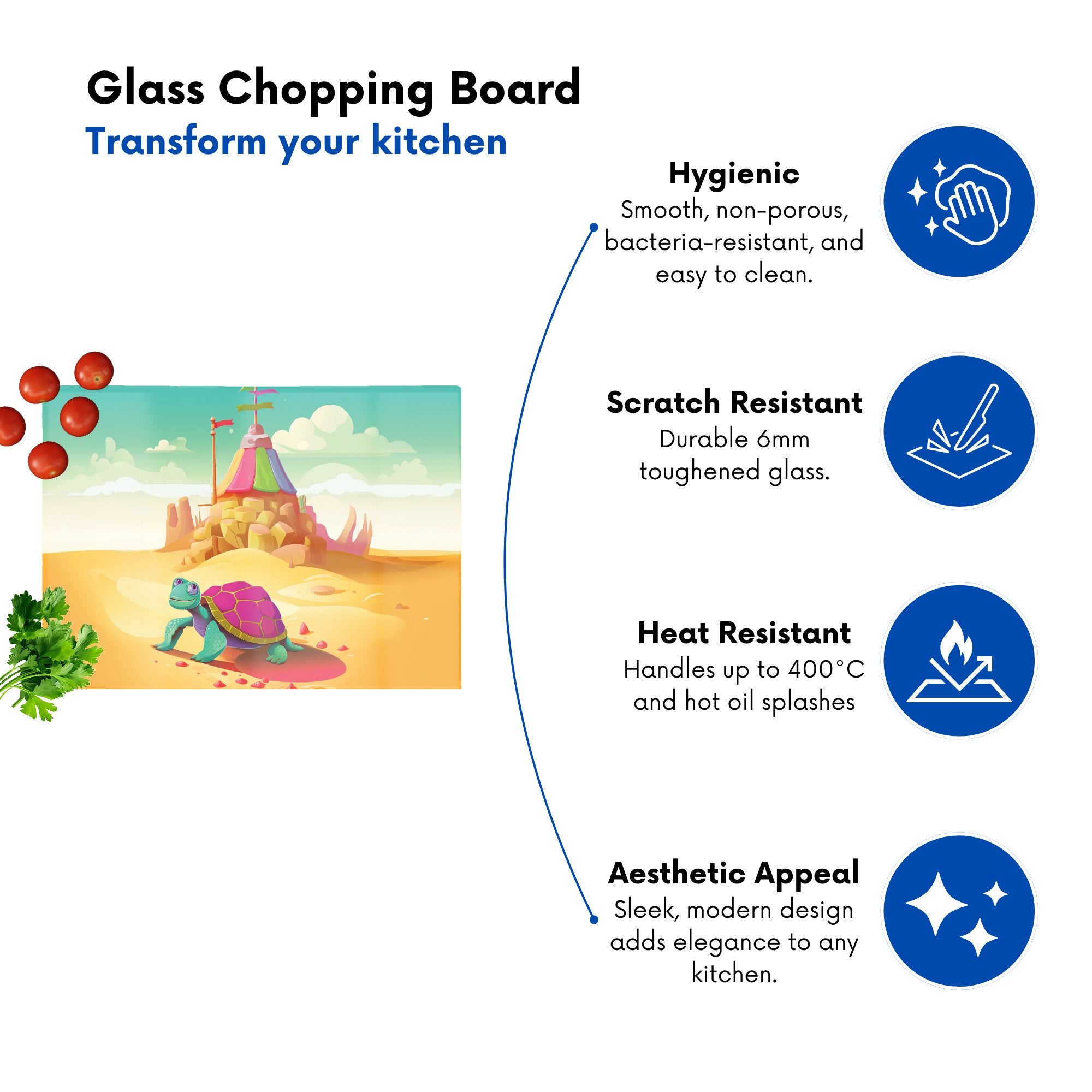 Turtle On A Beach Holiday Glass Chopping Board