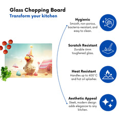 Funky Chicken On A Beach Holiday Glass Chopping Board