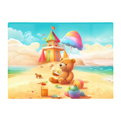 Bear On A Beach Holiday Glass Chopping Board
