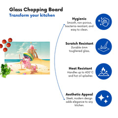 Piglet On A Beach Holiday Glass Chopping Board