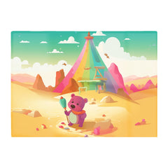 Purple Bear On A Beach Holiday Glass Chopping Board
