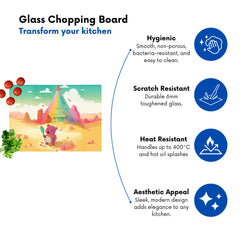 Purple Bear On A Beach Holiday Glass Chopping Board