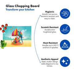 Parrot On A Beach Holiday Glass Chopping Board