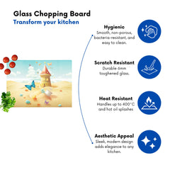 Butterflies On A Beach Holiday Glass Chopping Board