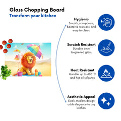 Lion On A Beach Holiday Glass Chopping Board