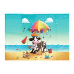Cow On A Beach Holiday Glass Chopping Board