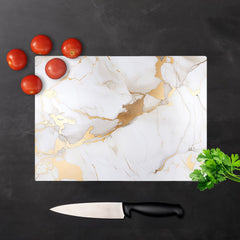 White Marble With Gold Glass Chopping Board