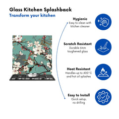 Pink Blossom Asian Design Kitchen Splashback