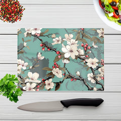 Pink Blossom Asian Design Glass Chopping Board
