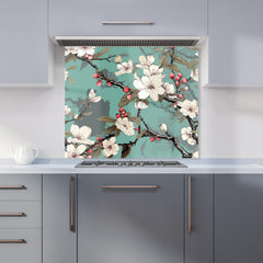 Pink Blossom Asian Design Kitchen Splashback