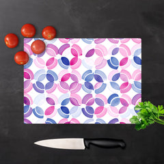 Interlocking Pink Blue Shape Glass Chopping Board