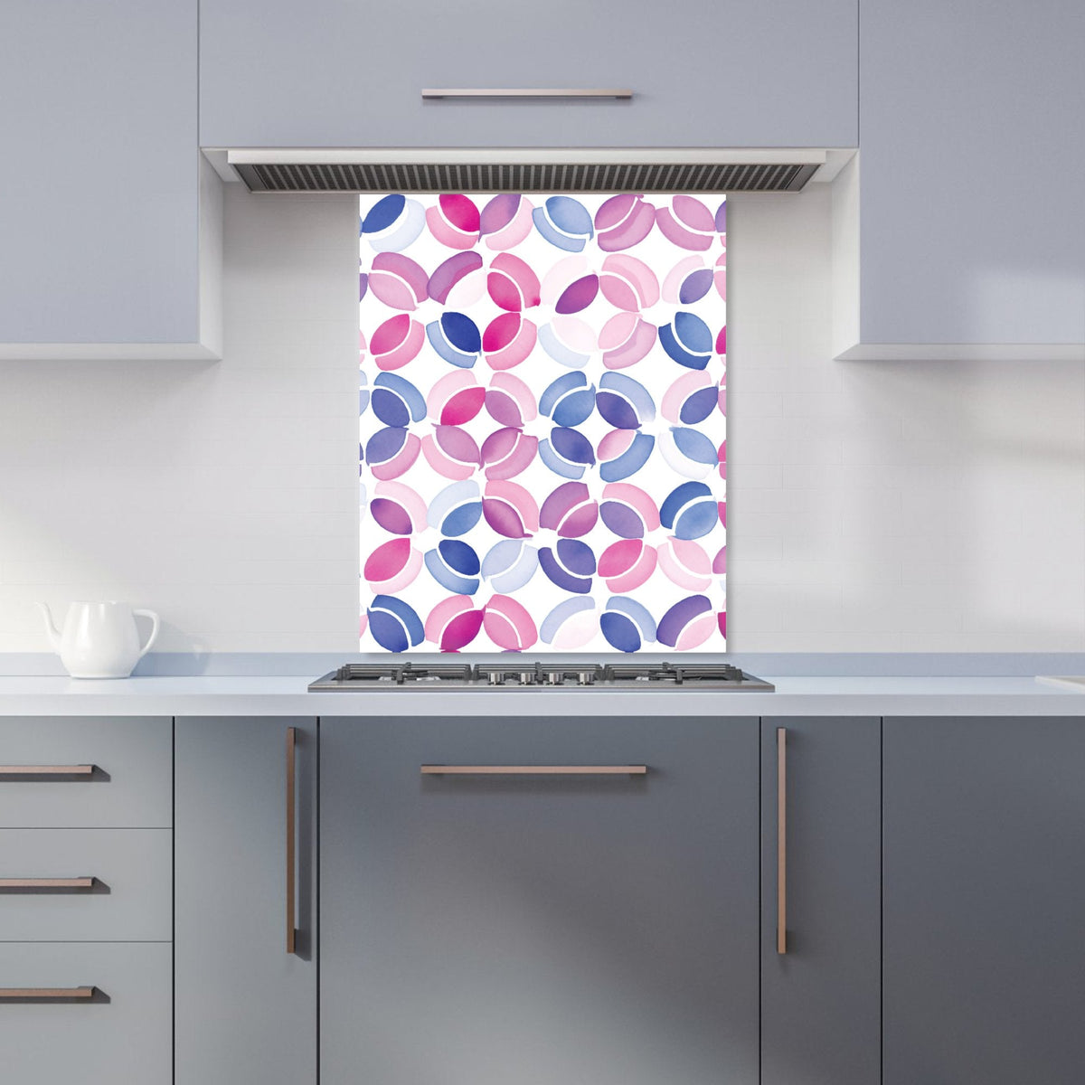 Interlocking Pink Blue Shape Kitchen Splashback