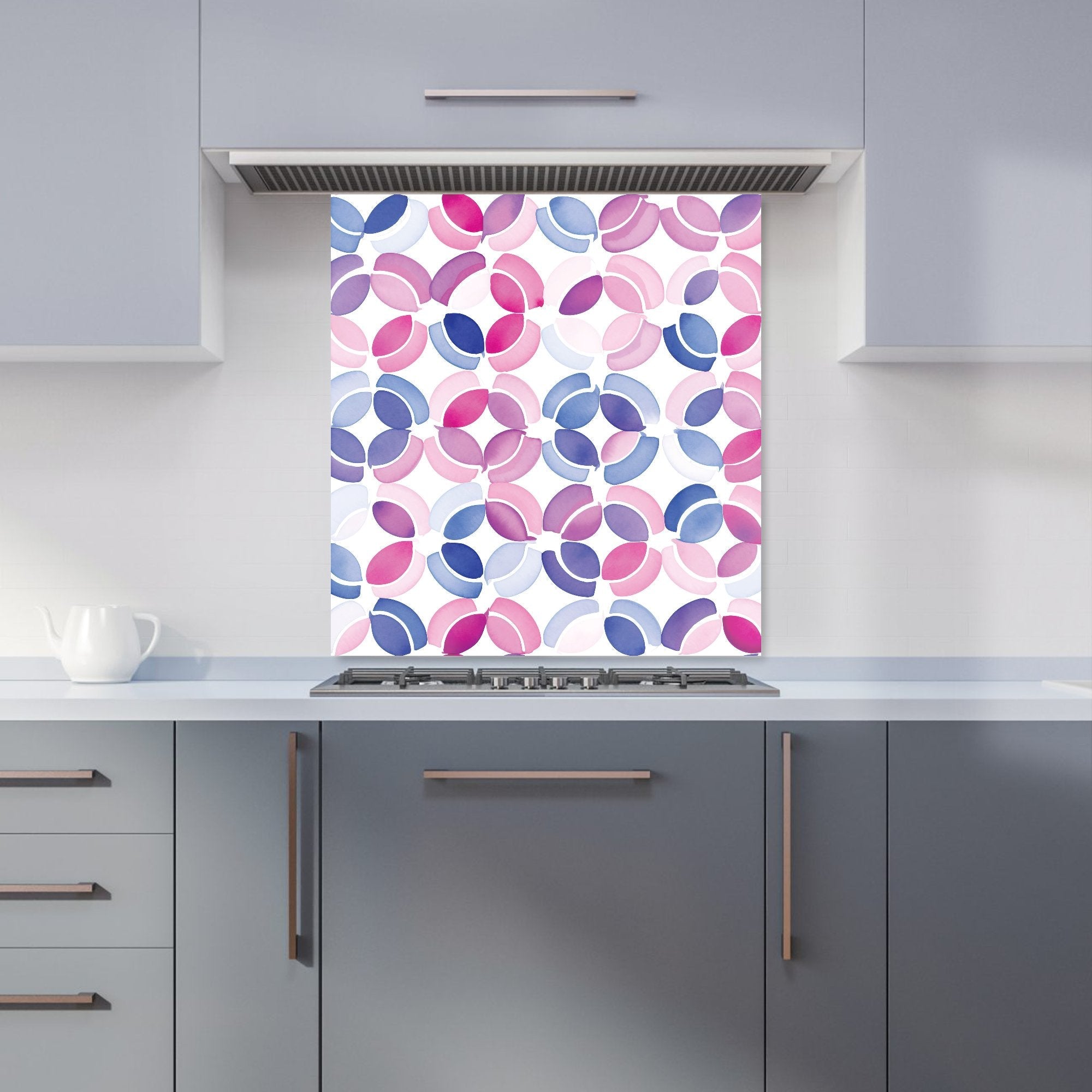 Interlocking Pink Blue Shape Kitchen Splashback