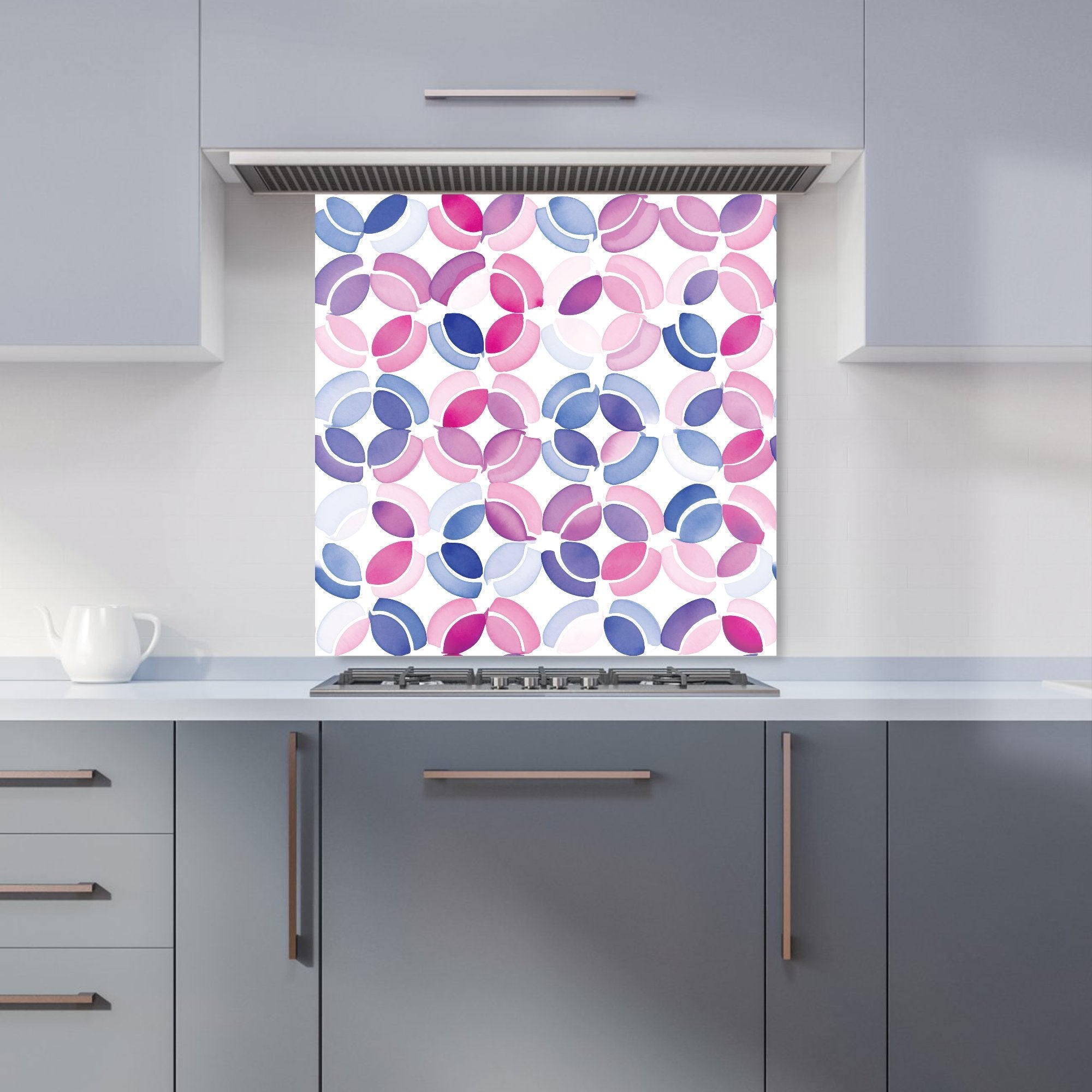 Interlocking Pink Blue Shape Kitchen Splashback