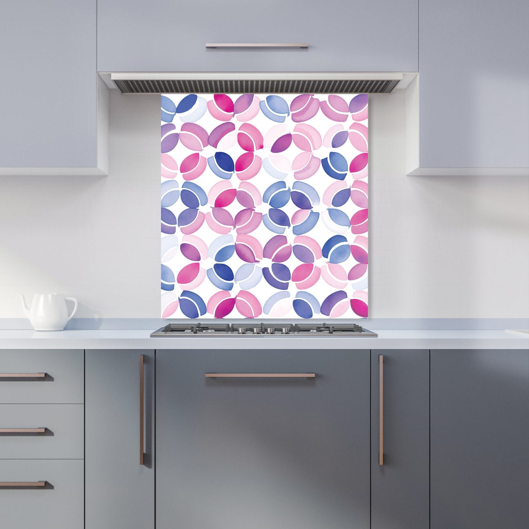 Interlocking Pink Blue Shape Kitchen Splashback