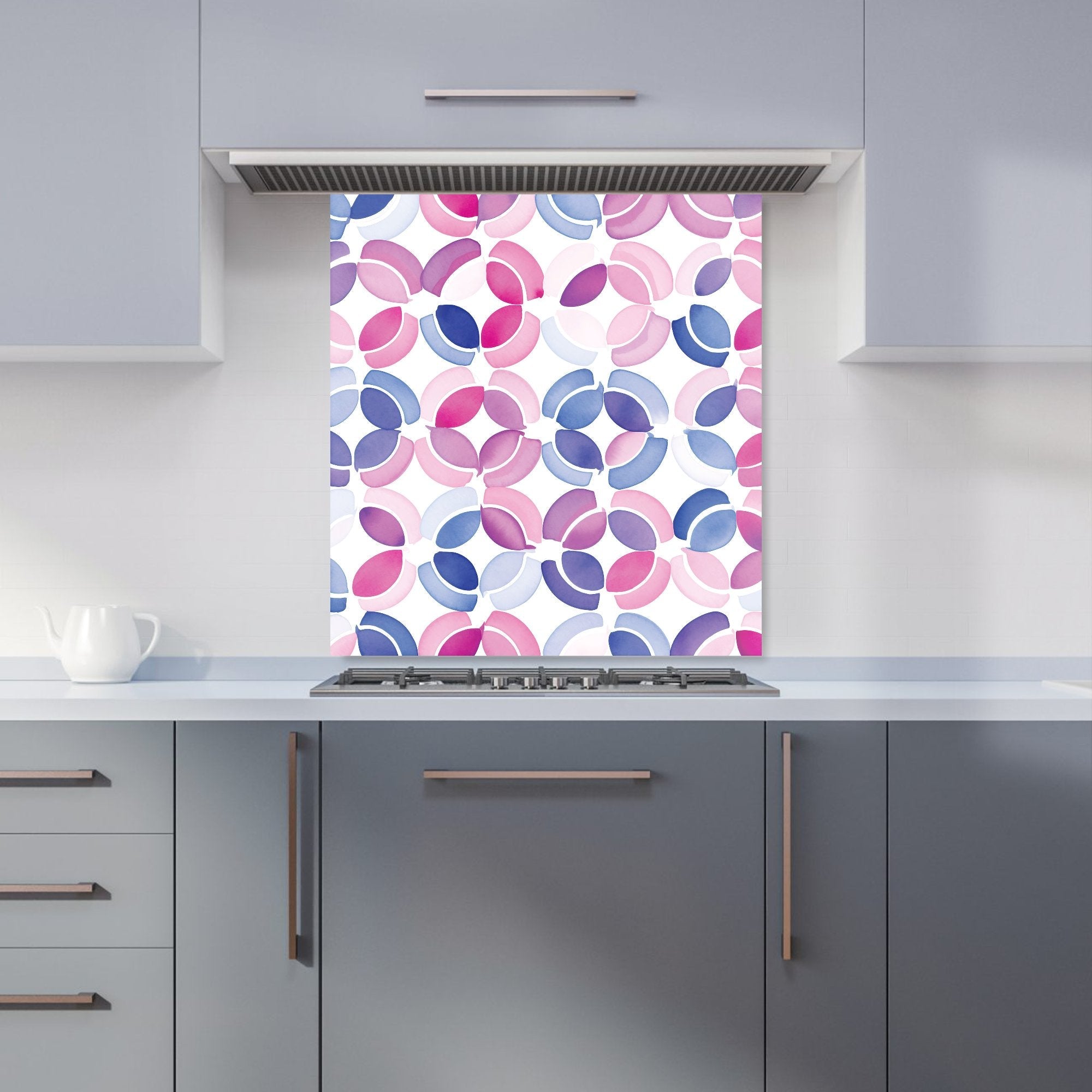 Interlocking Pink Blue Shape Kitchen Splashback