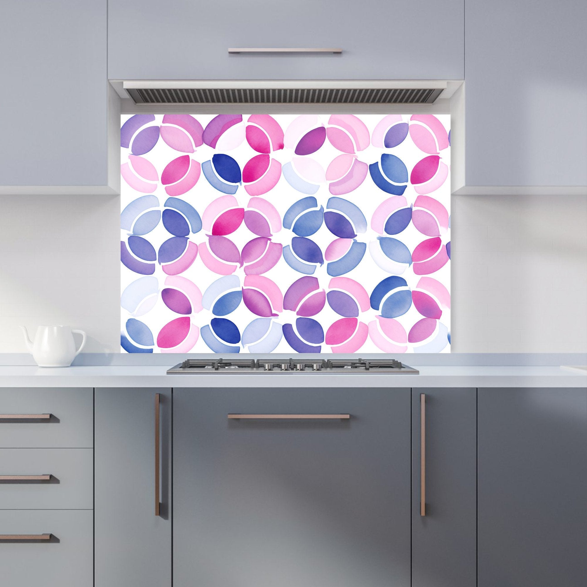 Interlocking Pink Blue Shape Kitchen Splashback