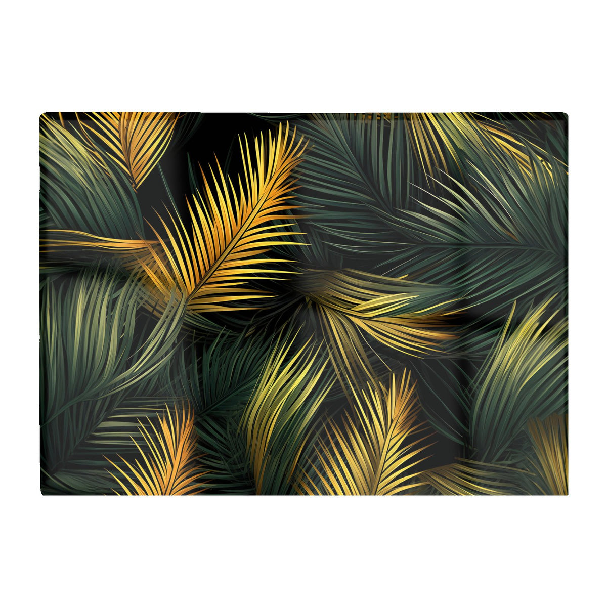Golden Palm Leaves Glass Chopping Board