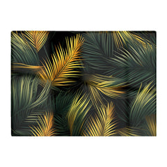 Golden Palm Leaves Glass Chopping Board