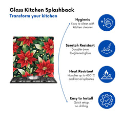 Poinsetta Watercolour Kitchen Splashback