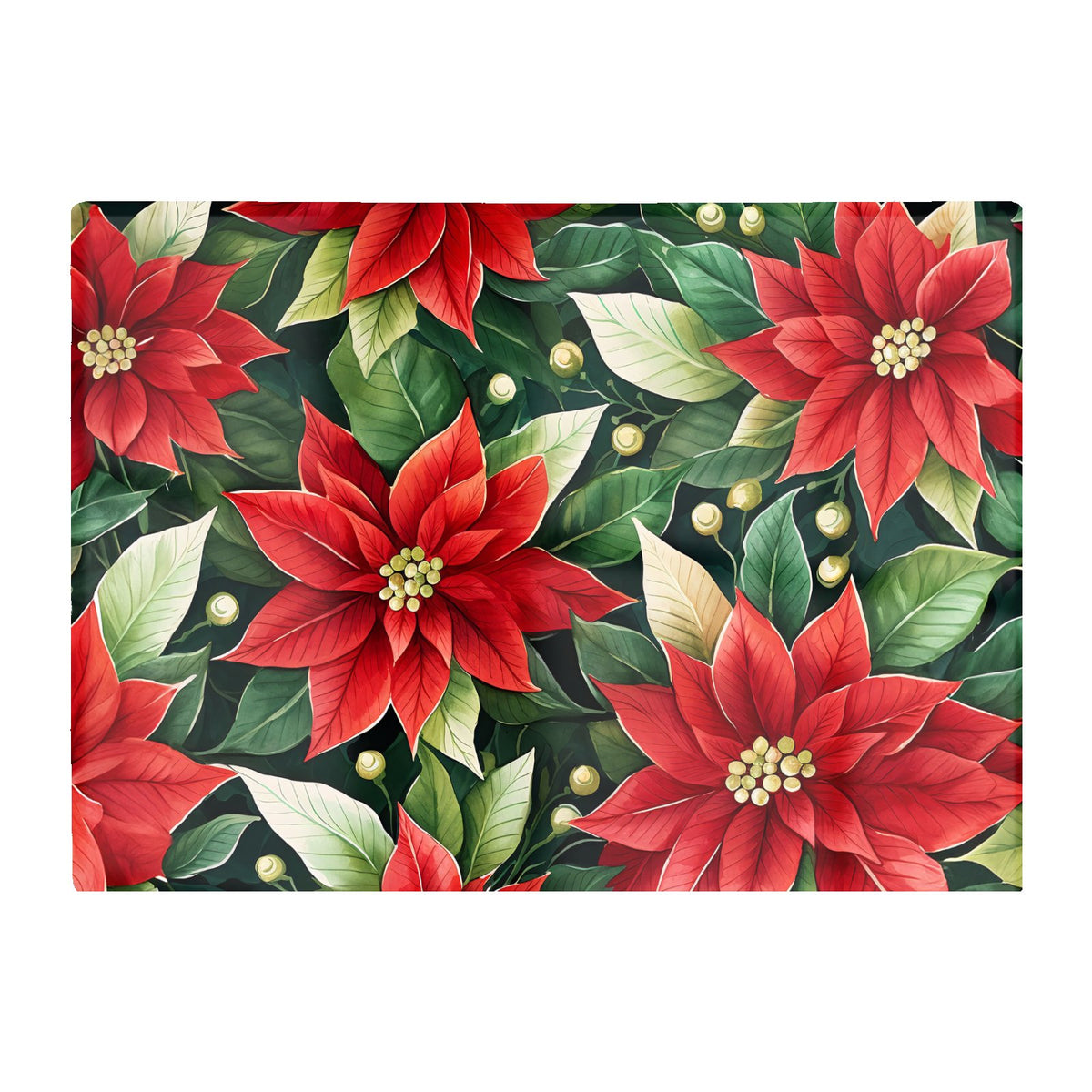 Poinsetta Watercolour Glass Chopping Board