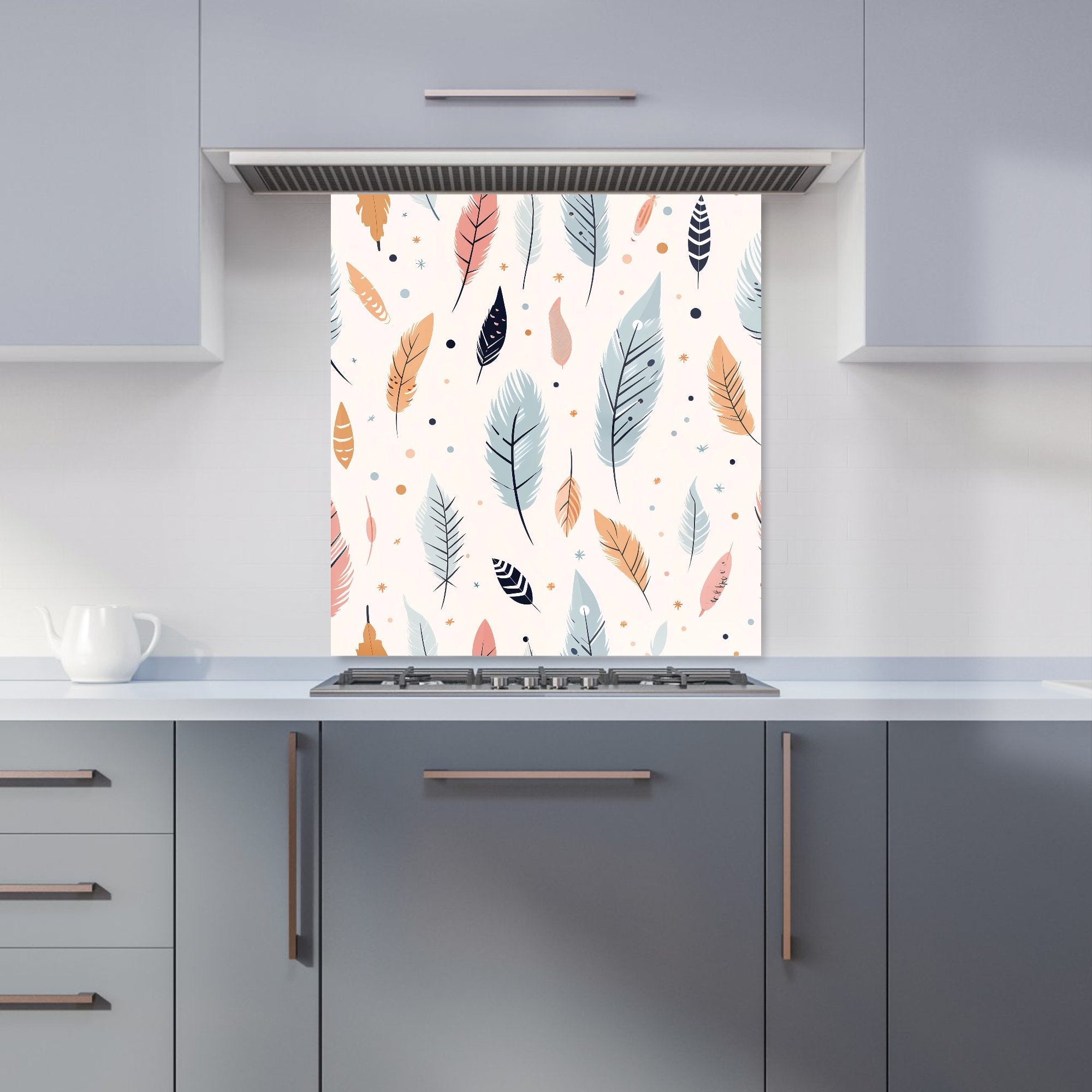 Pastel Feather Pattern Kitchen Splashback