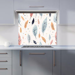 Pastel Feather Pattern Kitchen Splashback