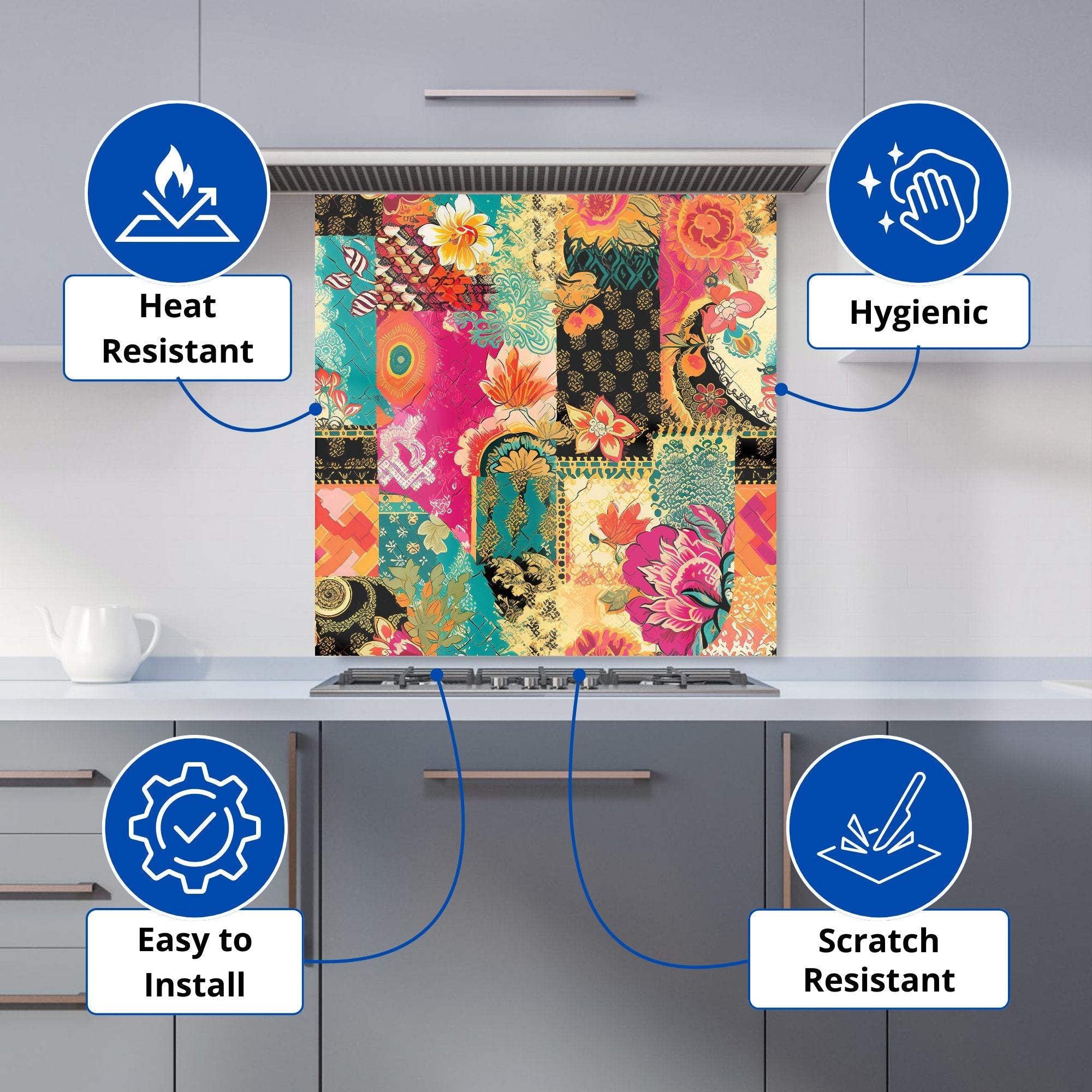 Patchwork Mixed Textiles Kitchen Splashback