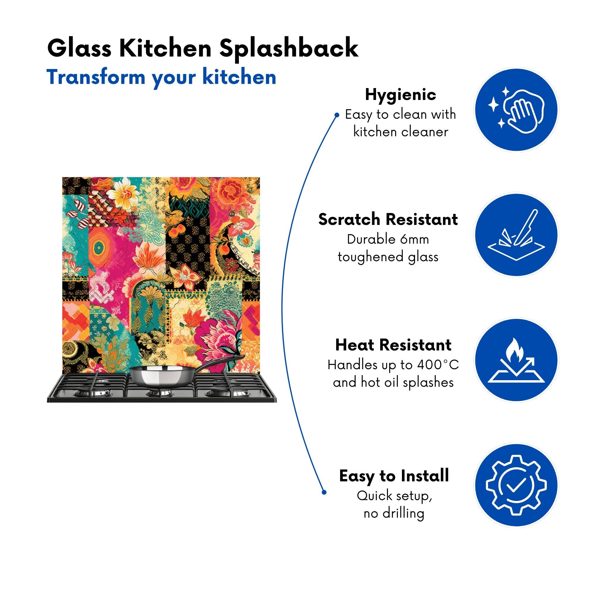Patchwork Mixed Textiles Kitchen Splashback