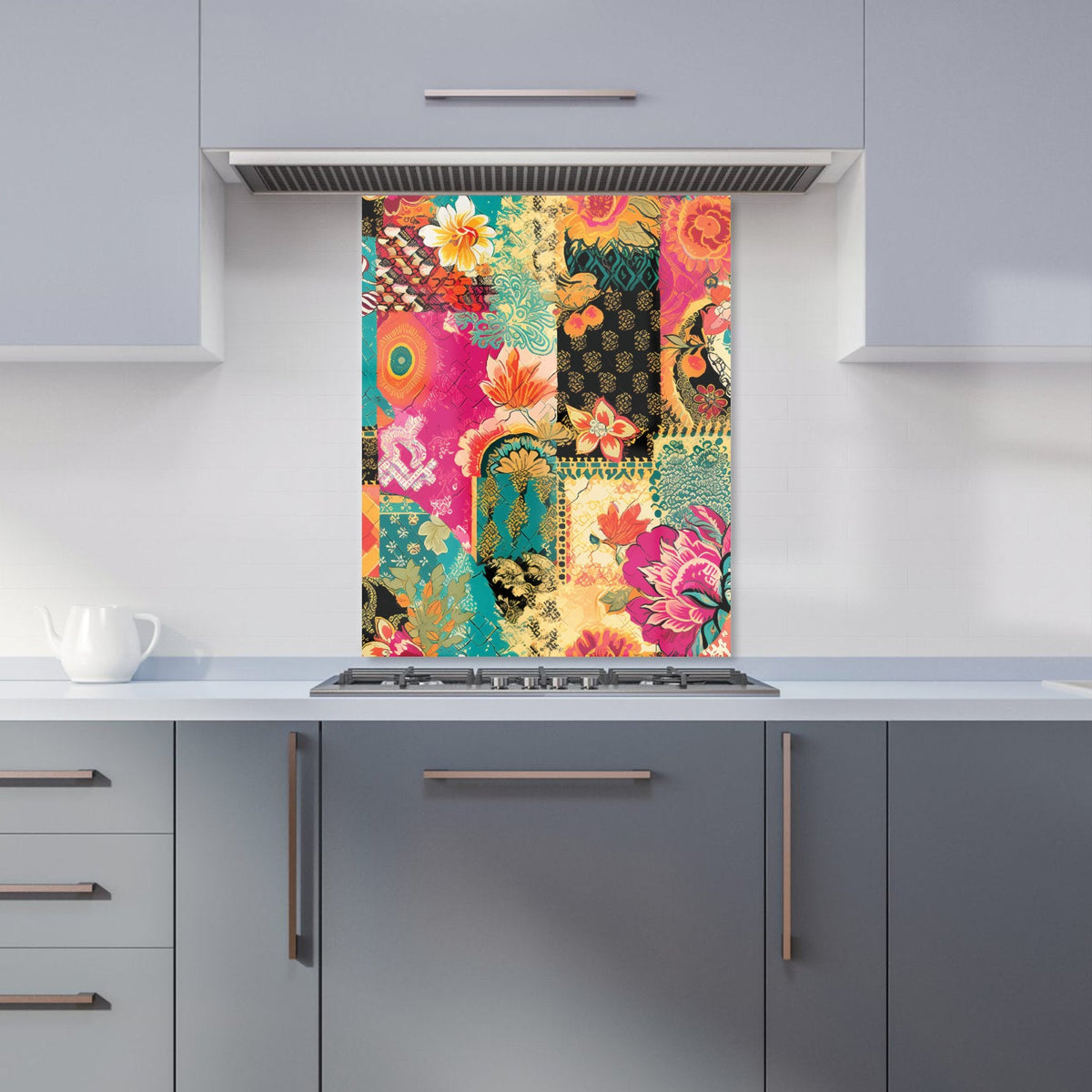 Patchwork Mixed Textiles Kitchen Splashback