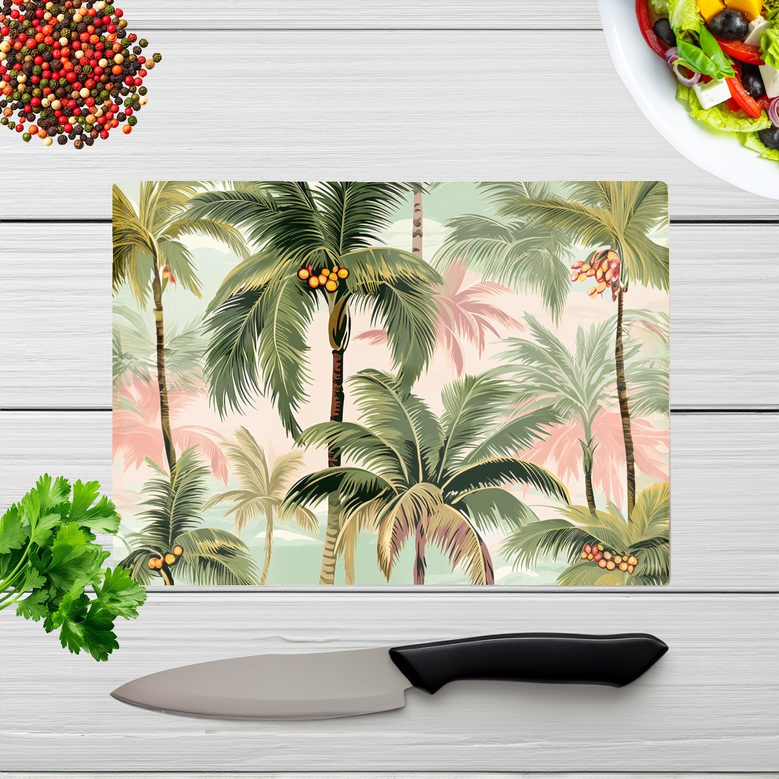 Palm Trees Pattern Glass Chopping Board