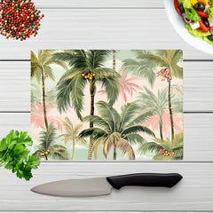 Palm Trees Pattern Glass Chopping Board