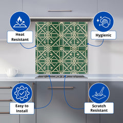 Green Lattice Design Kitchen Splashback