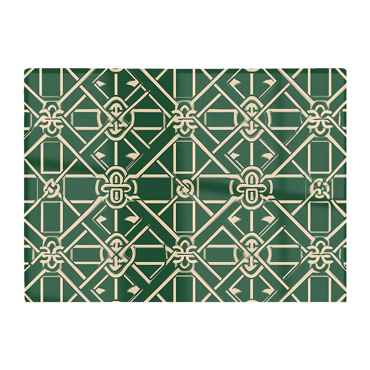 Green Lattice Design Glass Chopping Board