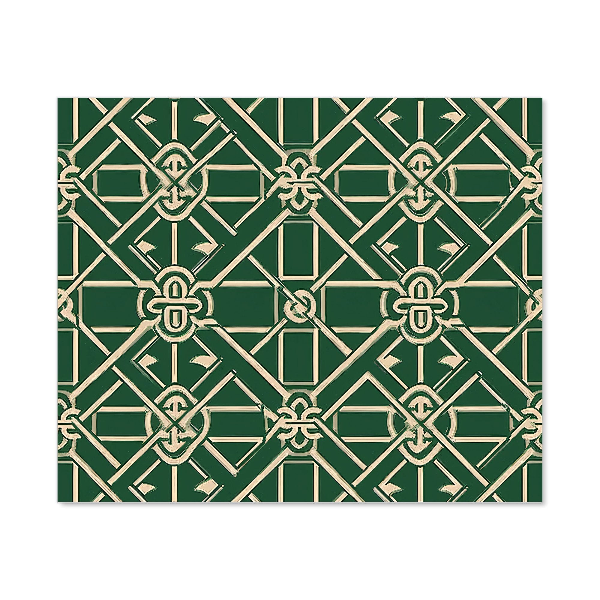 Green Lattice Design Kitchen Splashback