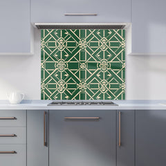 Green Lattice Design Kitchen Splashback