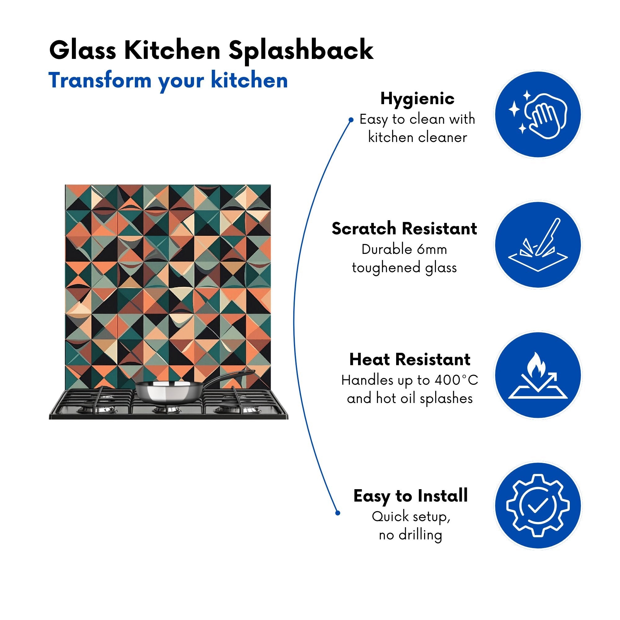Geometric Print Pattern Kitchen Splashback