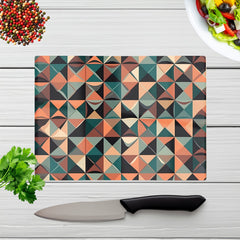 Geometric Print Pattern Glass Chopping Board